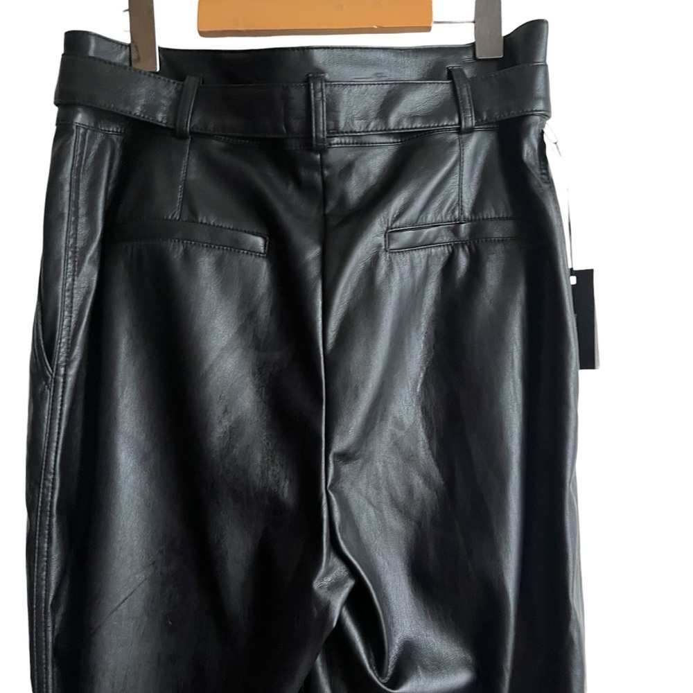 NWT Aritzia Babaton Belted Pant Vegan Leather Black Size 10 - Picture 6 of 15
